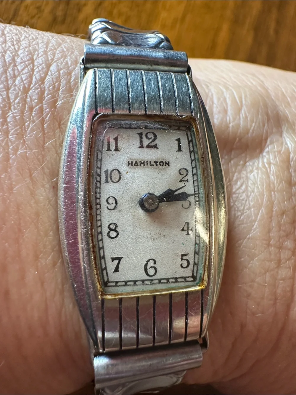 Antique 1928‎ Hamilton Art Deco 14 k White Gold Watch for parts or repair